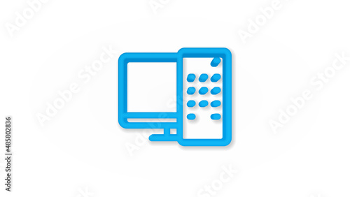 high resolution smart tv 3d line flat color icon. Realistic vector illustration. Pictogram isolated. Top view. Colorful transparent shadow design.
