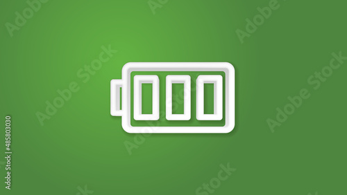 battery charge full 3d line flat color icon. Realistic vector illustration. Pictogram isolated. Top view. Colorful transparent shadow design.