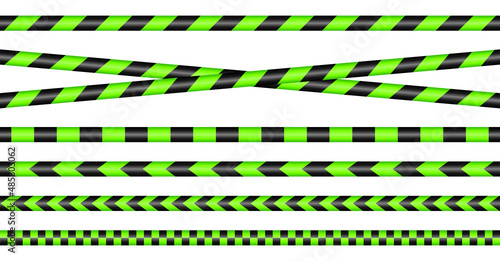 Set Absperrbänder Neongrün Und Schwarz