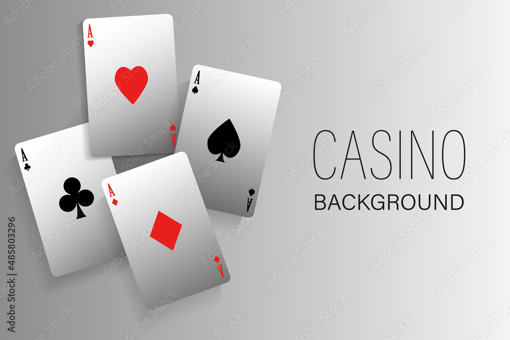 Obraz premium Playing cards for poker with aces. Casino background. Vector illustration