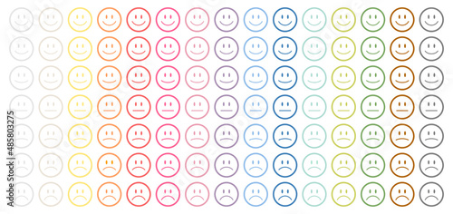 Fünf Gesichter Kontur Positiv Bis Negativ Fünfzehn Farben 