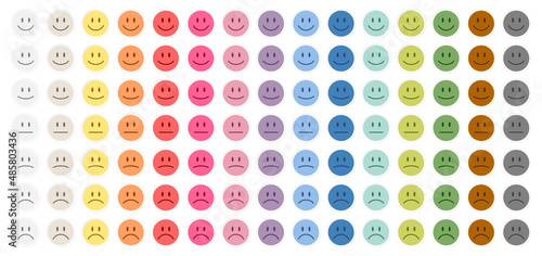 Fünf Gesichter Weißer Rand Positiv Bis Negativ Fünfzehn Farben 