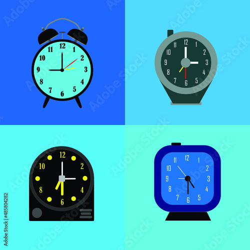 Analog timer clocks vector, alarm clocks, desk alarm clocks