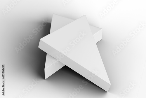 Blank white Pizza Slice Box Packaging Mock up On Isolated White Background, 3D rendering, pizza slice box.