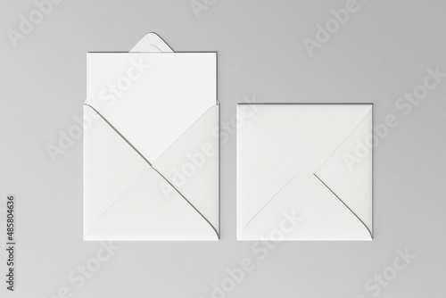 Blank white card envelope template mock up