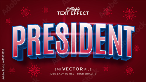 Editable text style effect - president day text in american style theme