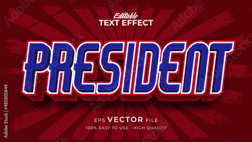 Editable text style effect - president day text in american style theme