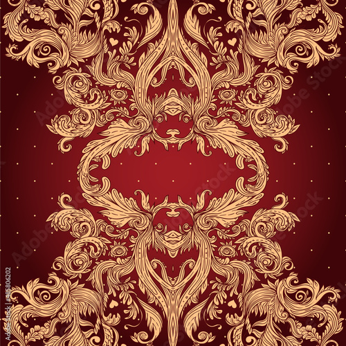 Vintage background ornate baroque pattern, vector illustration