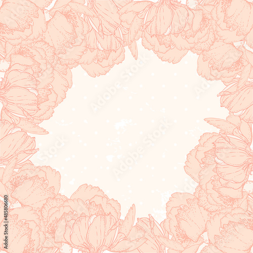 Peony: Vintage hand-drawing background with flowers. Vector illustration.