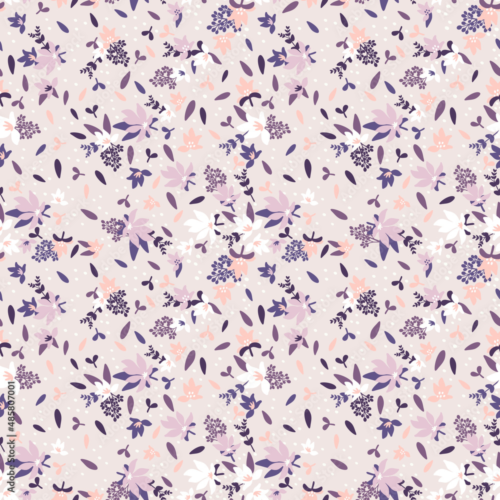 Seamless floral pattern, vector seamless background with spring flowers. Organic flat style vector illustration. Seamless floral pattern, vector seamless background with spring flowers. Organic flat style vector illustration.