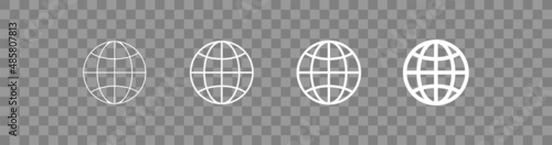 Web globe inernet white icon. Isolated flat world button. Vector