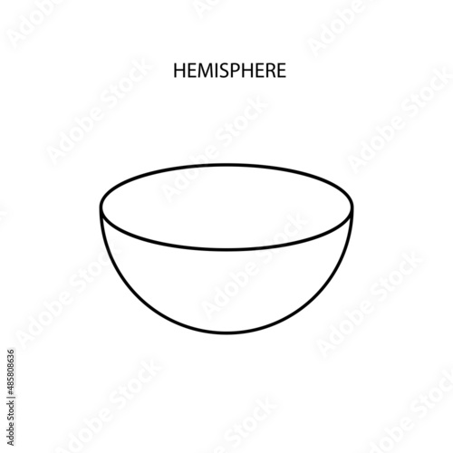 black linear hemisphere for game, icon, package design, logo, mobile, ui, web, education. Hemisphere on a white background. Geometric figures for your design. Outline.