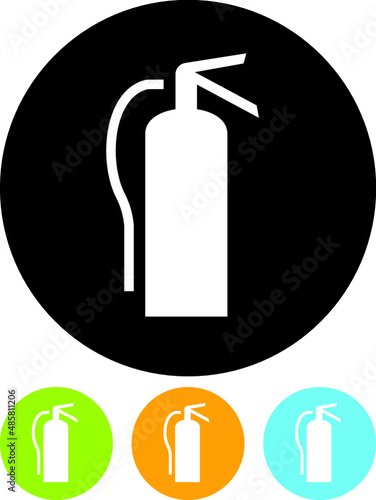 Fire extinguisher sign isolated. Round vector icon