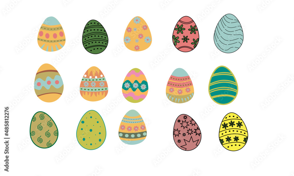easter stickers eggs ,banners, in colours and outlins