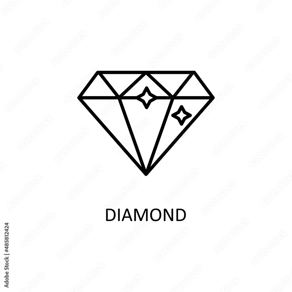 Fototapeta premium Diamond Vector Outline Icon Design illustration. Banking and Payment Symbol on White background EPS 10 File