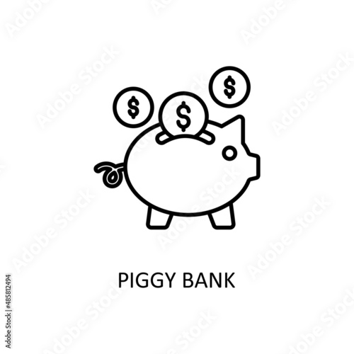 Piggy Bank Vector Outline Icon Design illustration. Banking and Payment Symbol on White background EPS 10 File