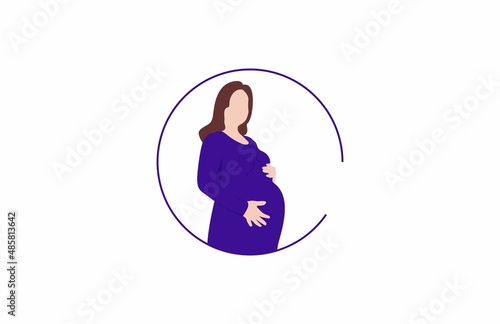 pregnant woman illustration isolated rounded shape vector