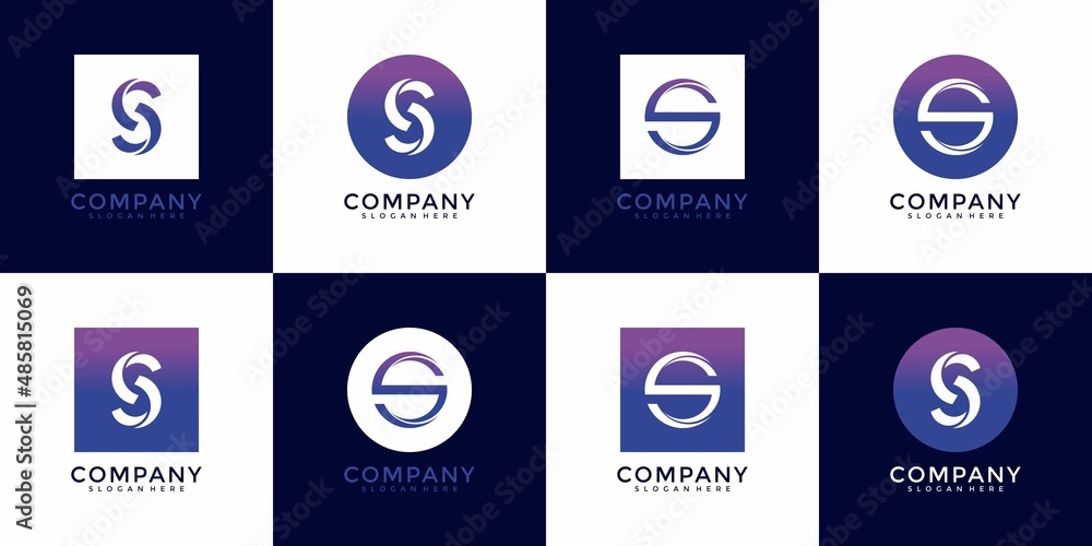Set of creative monogram letter s logo template.