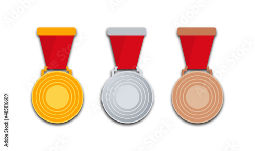 Gold medal for 1st, silver for 2nd, bronze for 3rd place in a sports competition. 