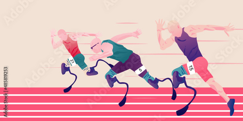 Faceless people with disabilities do sport