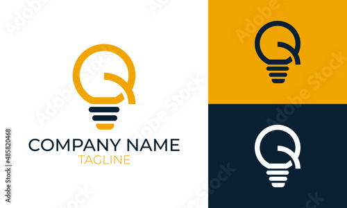 letter q logo in the shape of a vector light bulb, isolated on white background.