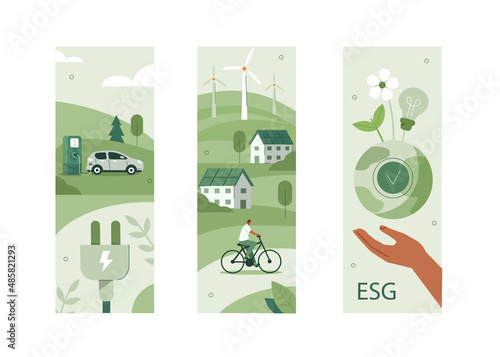 Fotografia Sustainable living illustration set