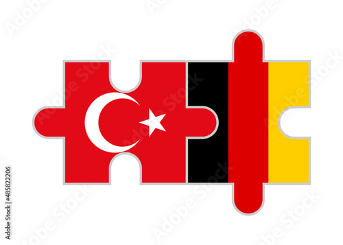puzzle pieces of turkey and germany flags. vector illustration isolated on white background