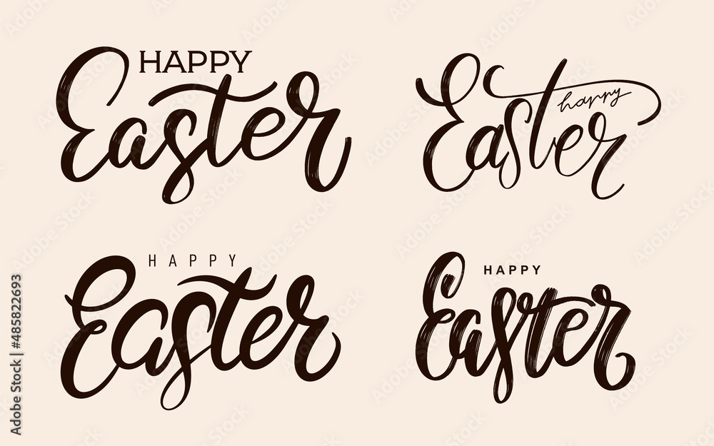 Set of Happy Easter Hand drawn calligraphy and brush pen lettering. design for holiday greeting card and invitation of the happy Easter day. Black typography design set isolated on white background. Set of Happy Easter Hand drawn calligraphy and brush pen lettering. design for holiday greeting card and invitation of the happy Easter day. Black typography design set isolated on white background.