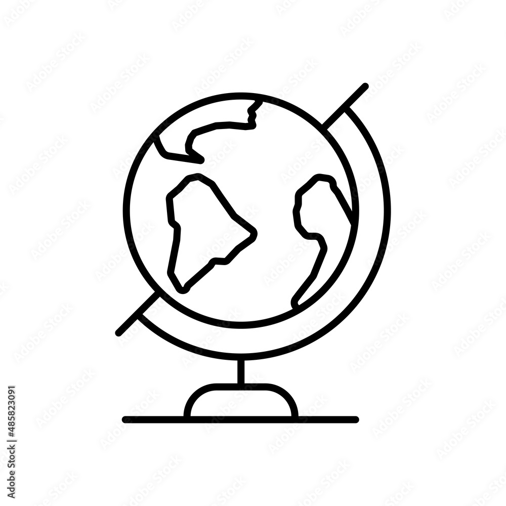 Globe black line icon. Planet Earth, web sign. Symbol of education ...