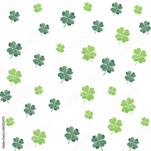 Cute watercolor St. Patrick's Day shamrock seamless pattern. Clover seamless background. Easy for design fabric, wrapping paper, invitation and other your designs