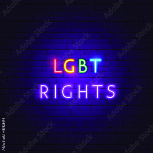 LGBT Rights Neon Text. Fifth of May Translate.  Vector Illustration of People Promotion.