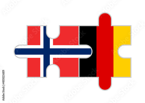 puzzle pieces of norway and germany flags. vector illustration isolated on white background