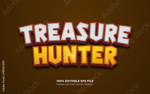 Treasure Hunter 3D editable text style effect	