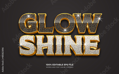 Glow and Shine gold editable text style effect	
