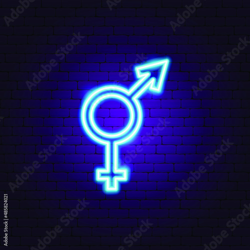 Transgender Blue Neon Sign. Vector Illustration of Gender Promotion.