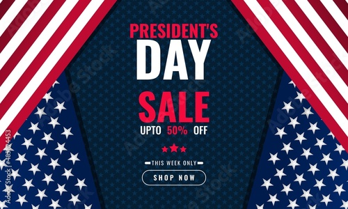 President day background sales promotion advertising banner template with american flag design