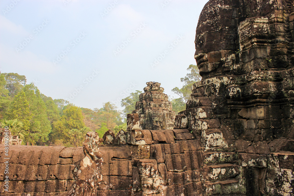 The ancient ruins of a historic Khmer temple in the temple complex of Angkor Wat in Cambodia