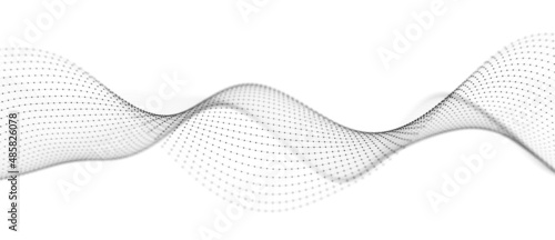 Wave of dots and lines. Network of dots. Smooth wave. Abstract gradient background. 3d rendering illustration
