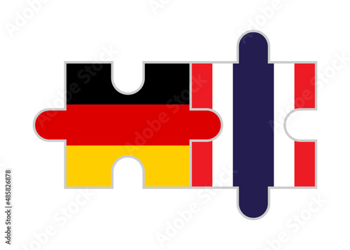 puzzle pieces of germany and thailand flags. vector illustration isolated on white background