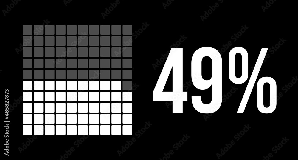 49 percent diagram, forty-nine percentage vector infographic. Rounded ...
