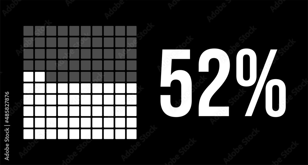 52 percent diagram, fifty-two percentage vector infographic. Rounded ...