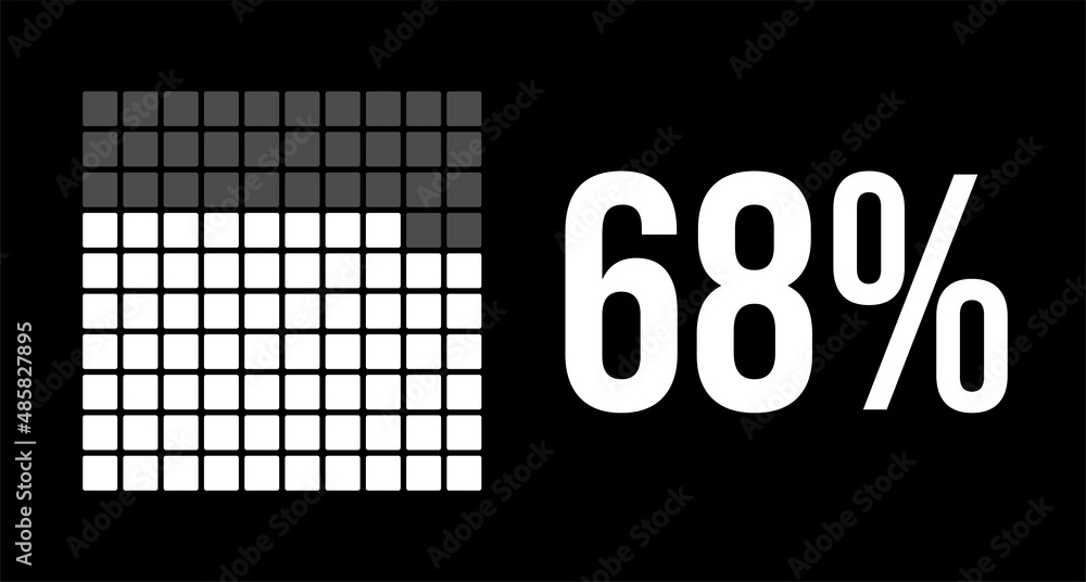 68 percent diagram, sixty-eight percentage vector infographic. Rounded ...
