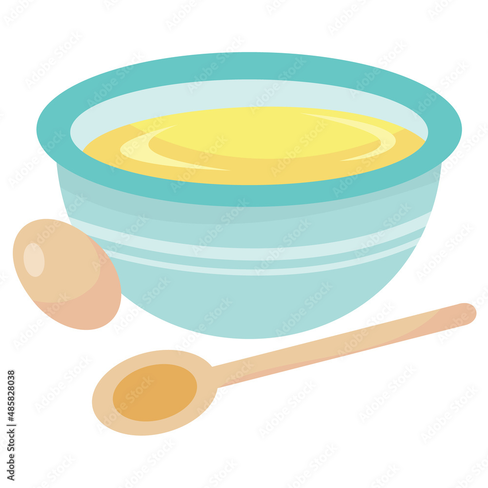 Cartoon Mixing Bowl Spoon Egg Stock Vector Adobe Stock