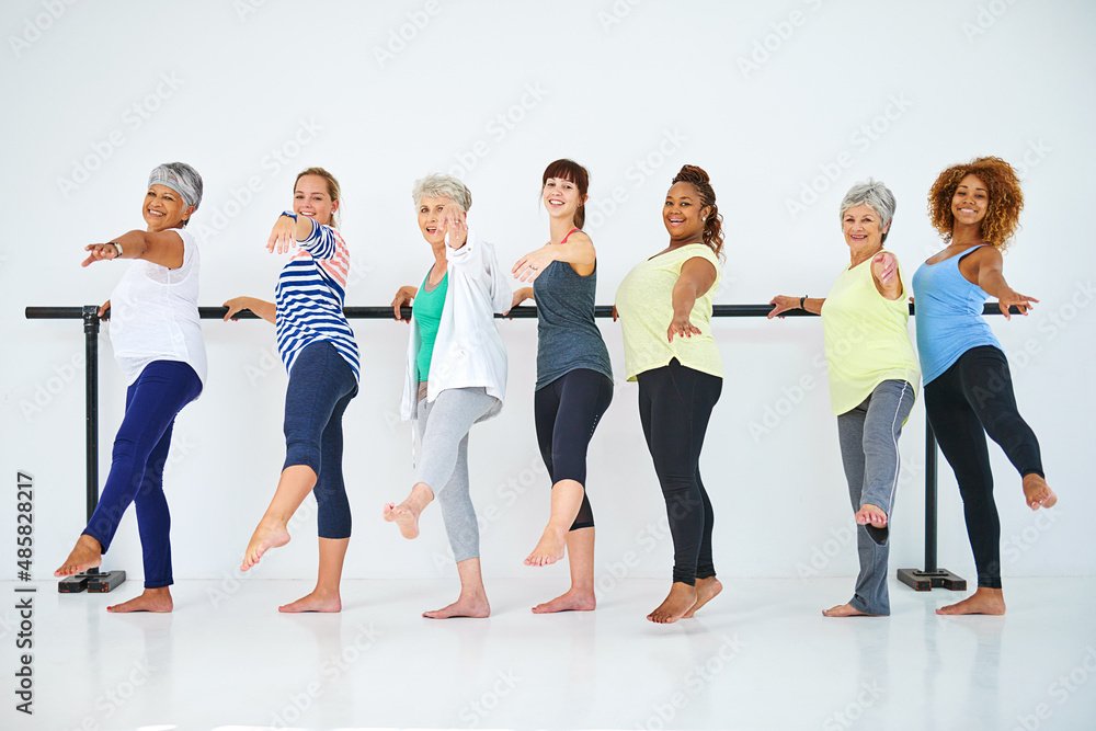 Exercise can be fun. Shot of a group of women working out indoors.