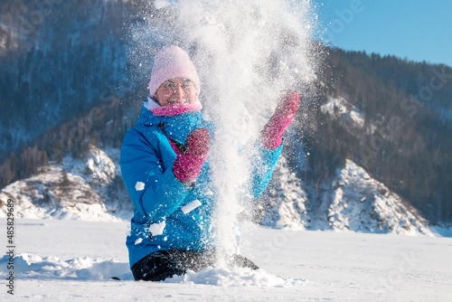 woman on a frosty winter day, outdoors