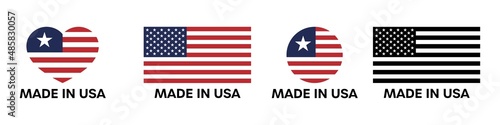 Made in USA badge collection. Set of vector labels for product package.