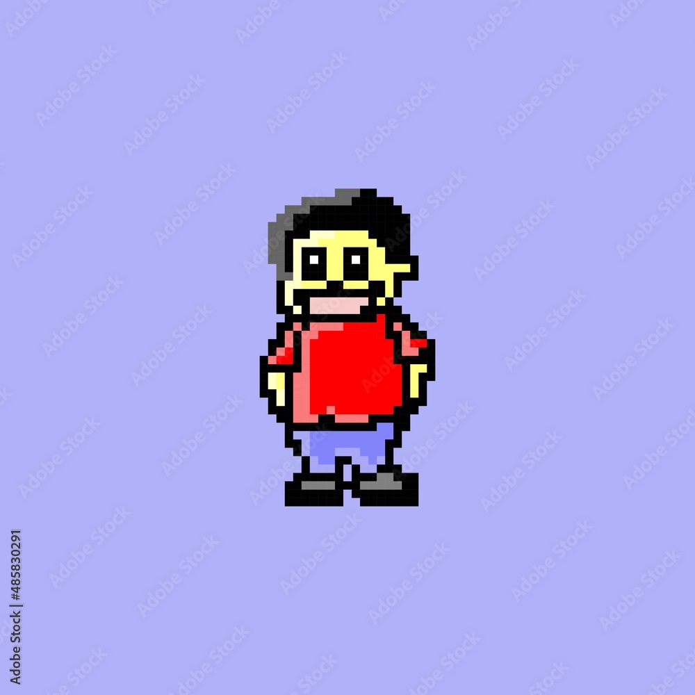 cartoon little boy character isolated abstract and cute pixel art style, smiling happily standing cartoon little boy character isolated abstract and cute pixel art style, smiling happily standing