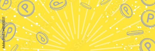 ポイントコインが飛ぶ背景イラスト（黄色）