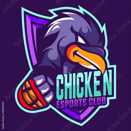 chicken robot mascot esport logo design