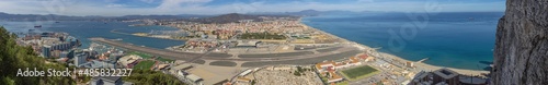 Wide panorama of Gibraltar with the bay, the airport and La Linea de la Concepcion